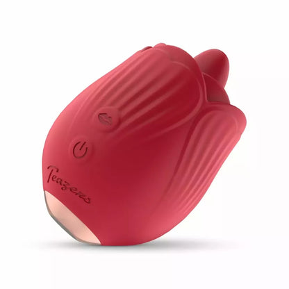 Teazers Rose Intimate Device stimuliatorius su liežuvio imitacija ir vibracija, rožinis