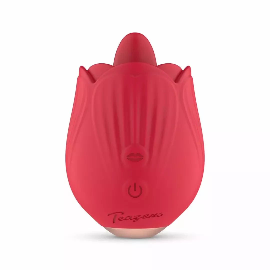 Teazers Rose Intimate Device stimuliatorius su liežuvio imitacija ir vibracija, rožinis