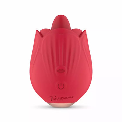 Teazers Rose Intimate Device stimuliatorius su liežuvio imitacija ir vibracija, rožinis