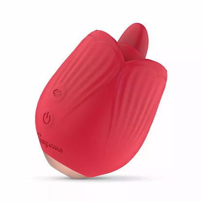 Teazers Rose Intimate Device stimuliatorius su liežuvio imitacija ir vibracija, rožinis