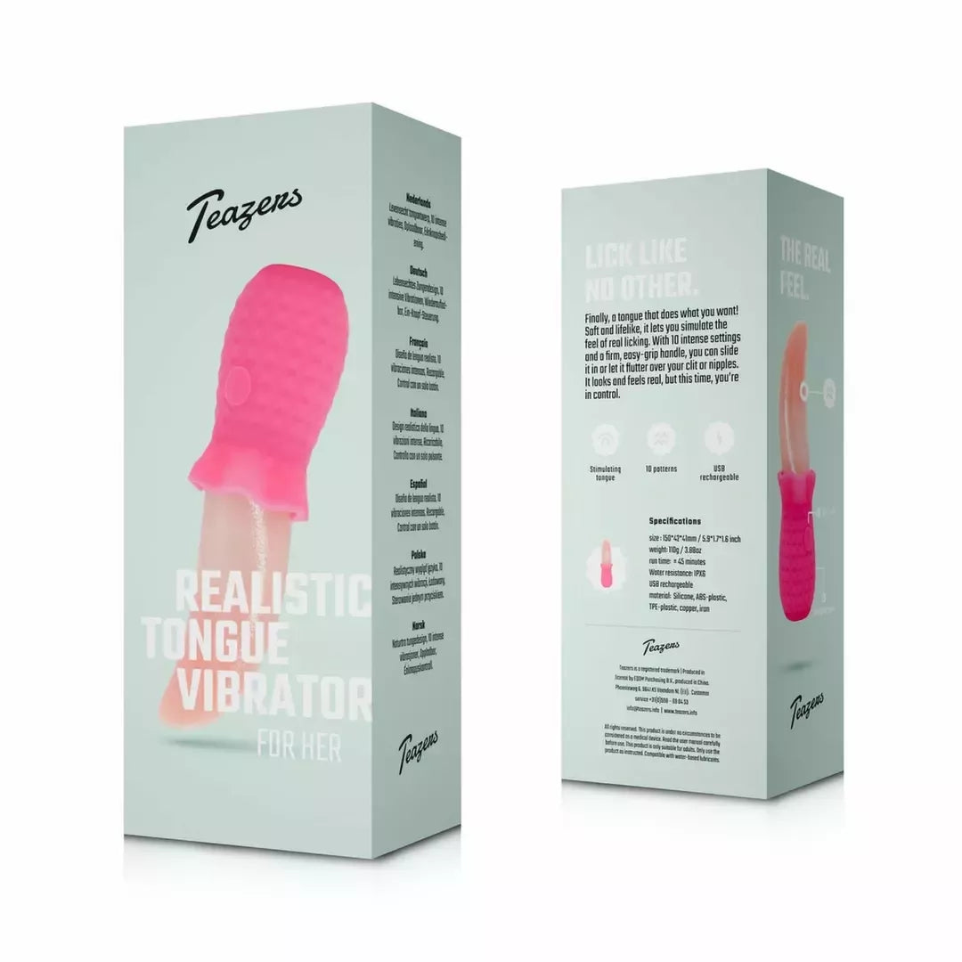 Teazers Tongue Vibrator Pink – lankstus silikoninis išorinis vibratorius su USB