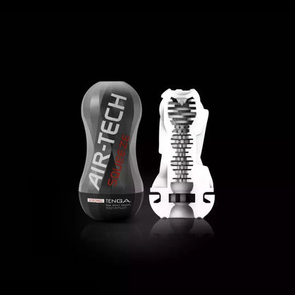 Tenga Air-Tech Squeeze Strong intymus prietaisas su lanksčiu dėklu, juodas