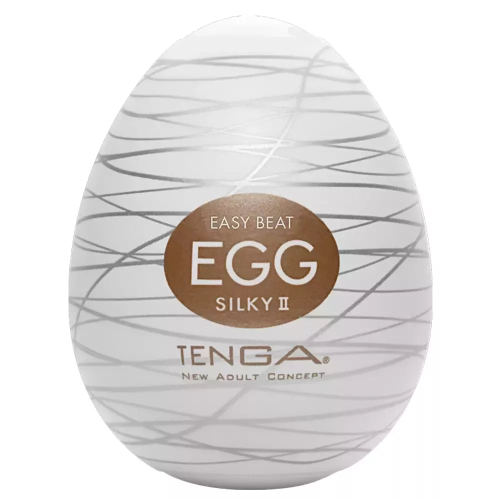 Tenga Egg Silky II kompaktiškas tekstūruotas intymus prietaisas, baltas