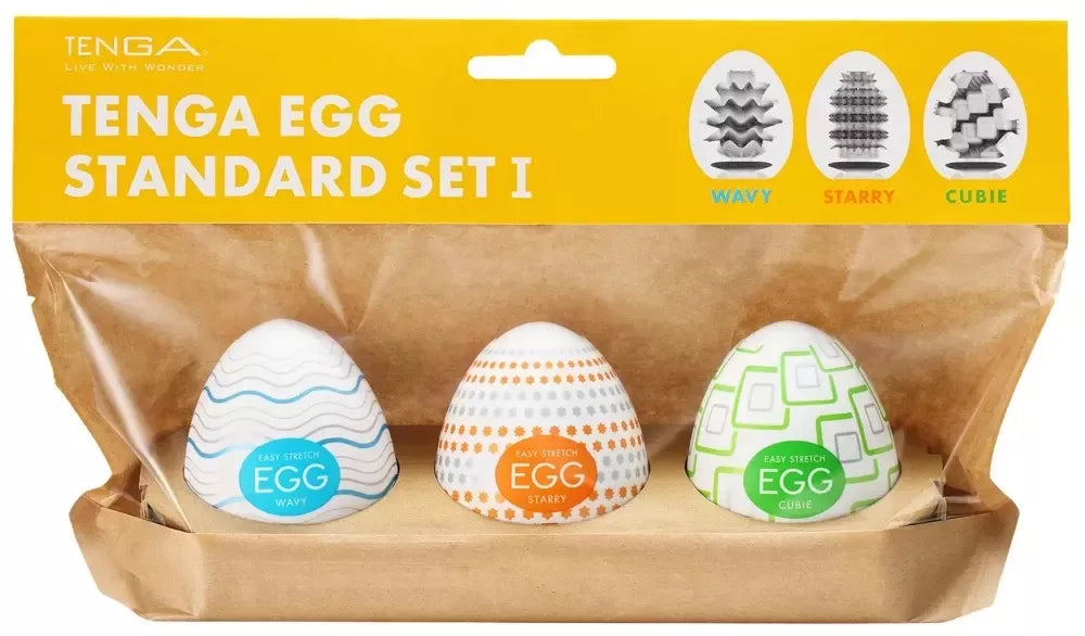 Tenga Egg Standard Set 1 – Kompaktiškas lankstus intymus prietaisas, 3 vnt. pakuotė