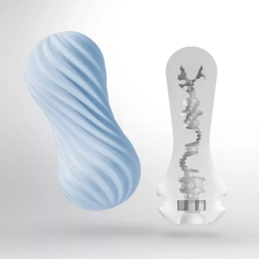Tenga Flex II Bubbly Blue – spiralinės tekstūros daugkartinio naudojimo intymus prietaisas