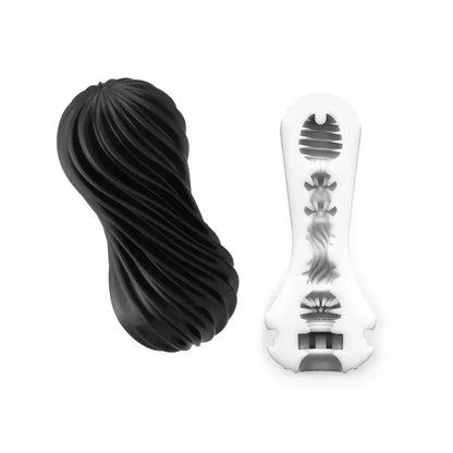 Tenga Flex Rocky Black intymi spiralinė sistema, daugkartinio naudojimo, tvirta tekstūra