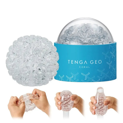Tenga GEO CORAL intymus masažuoklis, skaidrus, elastingas, 10,8 cm