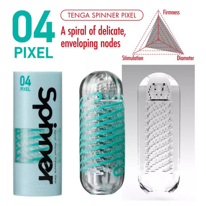 Tenga Spinner 04 Pixel besisukantis stimuliatorius su spiraline tekstūra