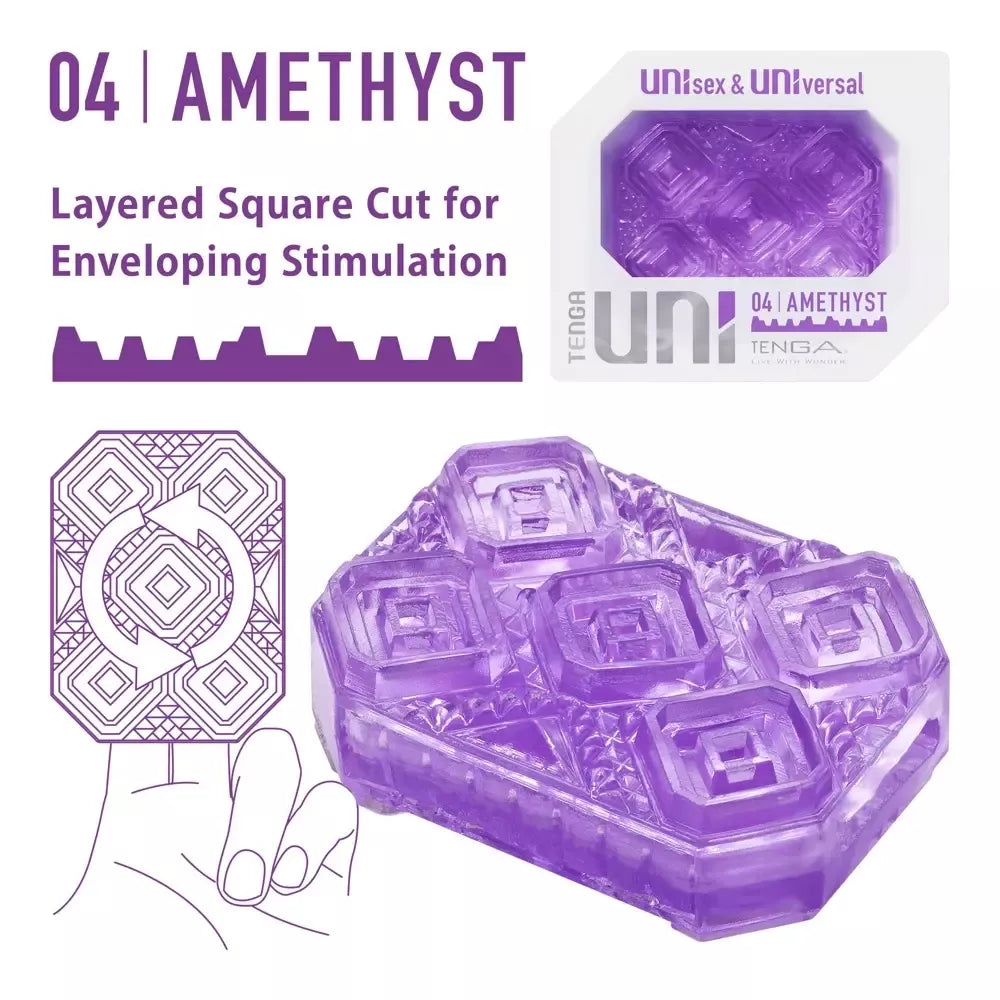 Tenga UNI Amethyst intymi mova – lankstus unisex piršto aksesuaras, 6 cm