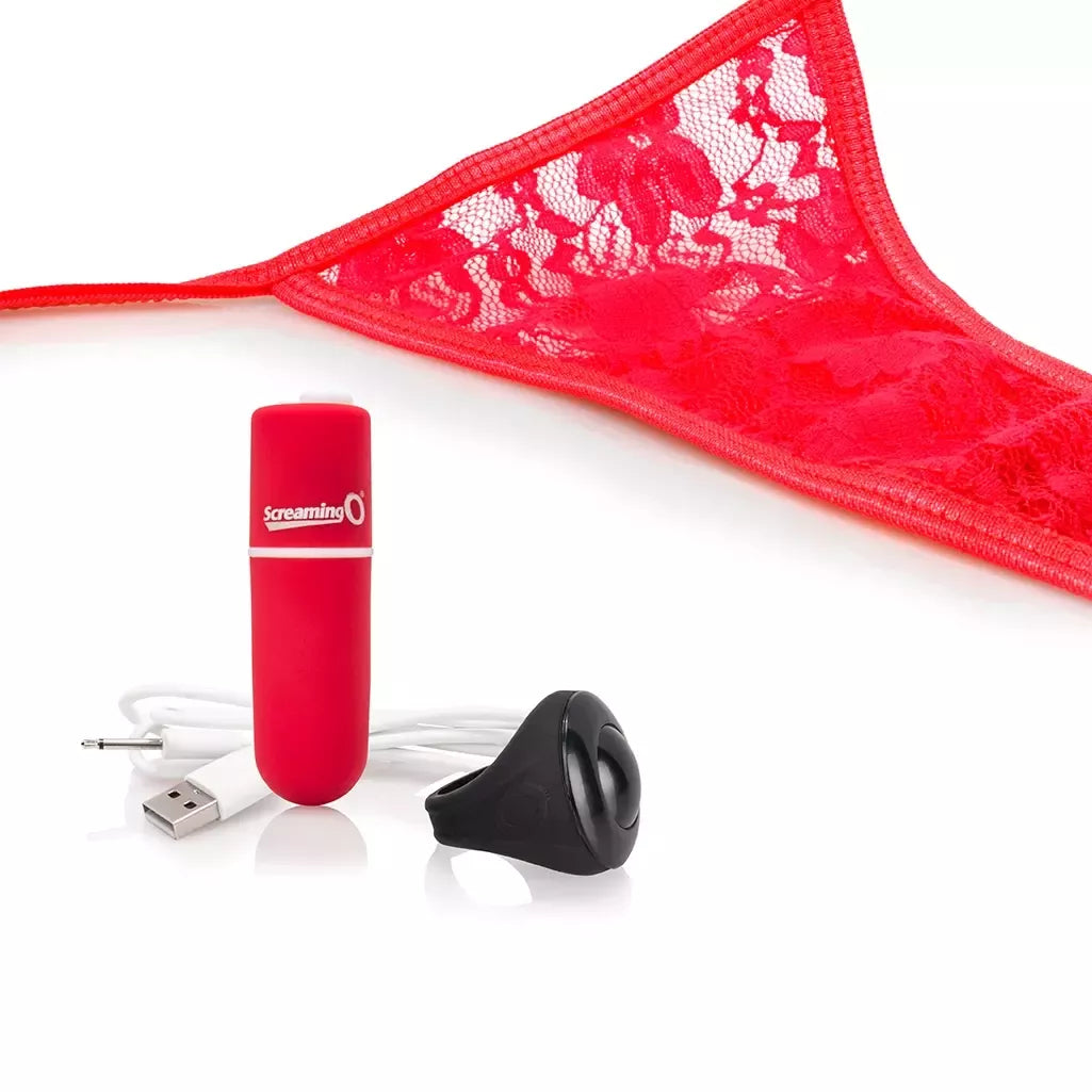 The Screaming O Charged Remote Panty System Red, USB būdu įkraunama