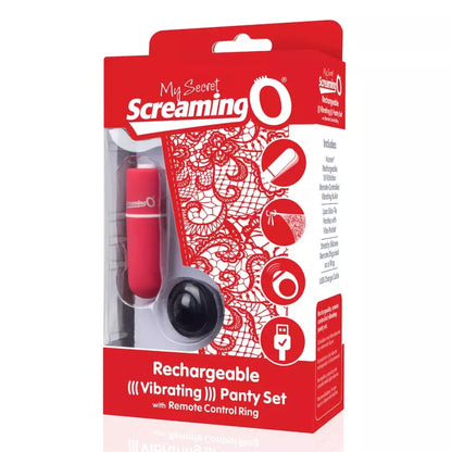 The Screaming O Charged Remote Panty System Red, USB būdu įkraunama