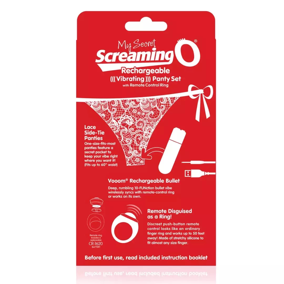 The Screaming O Charged Remote Panty System Red, USB būdu įkraunama