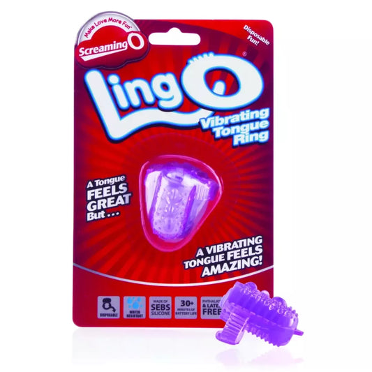 The Screaming O LingO Purple – kompaktiškas vibruojantis liežuvio priedas SEBS