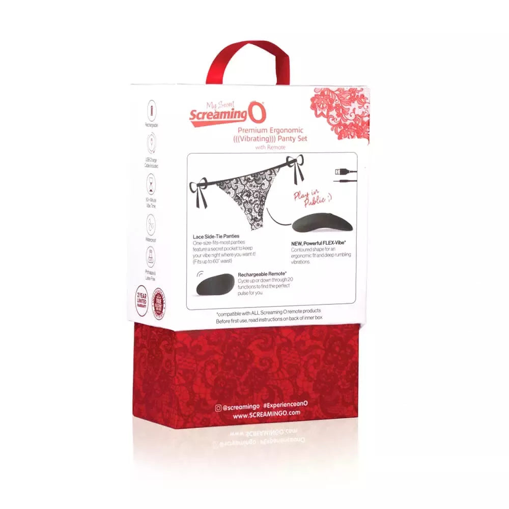 The Screaming O Premium Ergonomic Panty Set Black įkraunamas su nuotolinio valdymo pulteliu