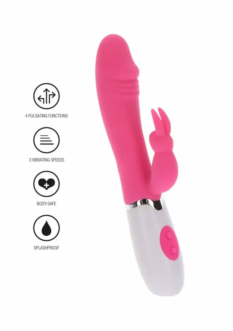 TOYJOY Funky Rabbit silikoninis daugiarežimis aptaškymams atsparus rožinis vibratorius