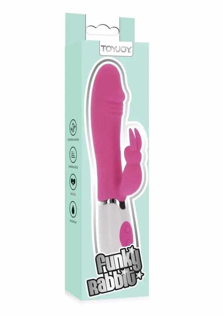 TOYJOY Funky Rabbit silikoninis daugiarežimis aptaškymams atsparus rožinis vibratorius