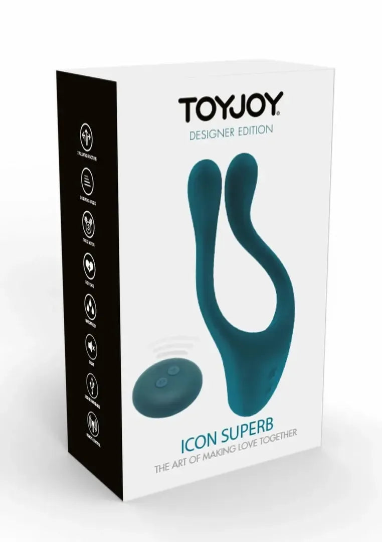 TOYJOY Icon 2 Superb porų masažuoklis su nuotolinio valdymo pulteliu, silikoninis, mėlynas