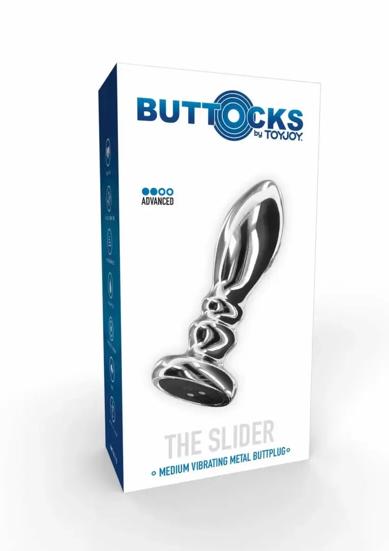 TOYJOY The Slider vibruojantis analinis kamštis Medium, nerūdijantysis plienas, 7 režimai, USB
