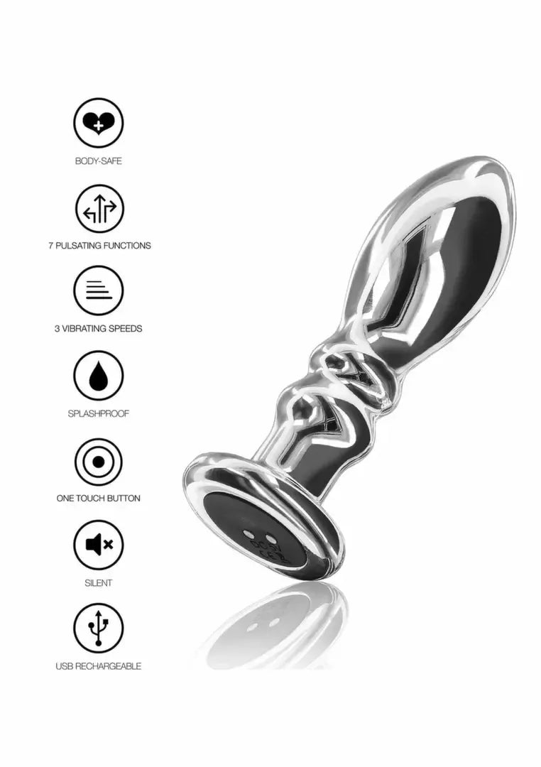 TOYJOY The Slider vibruojantis analinis kamštis Medium, nerūdijantysis plienas, 7 režimai, USB