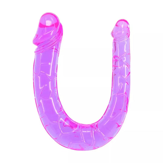 ToyJoy Twin Head lankstus dvipusis želė masažuoklis, rožinis, 40 cm