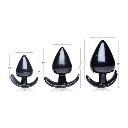 Triple Spades 3 dalių analinių kamščių rinkinys, silikoninis, juodas, laipsniško dydžio