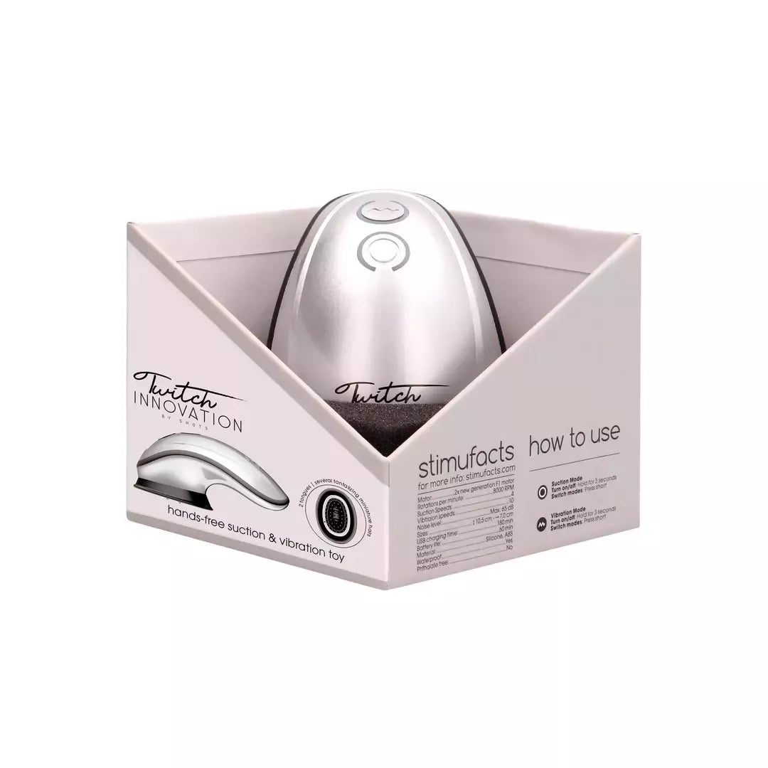 Twitch Intimate Suction & Vibration Device, laisvų rankų įrenginys, kompaktiškas dizainas