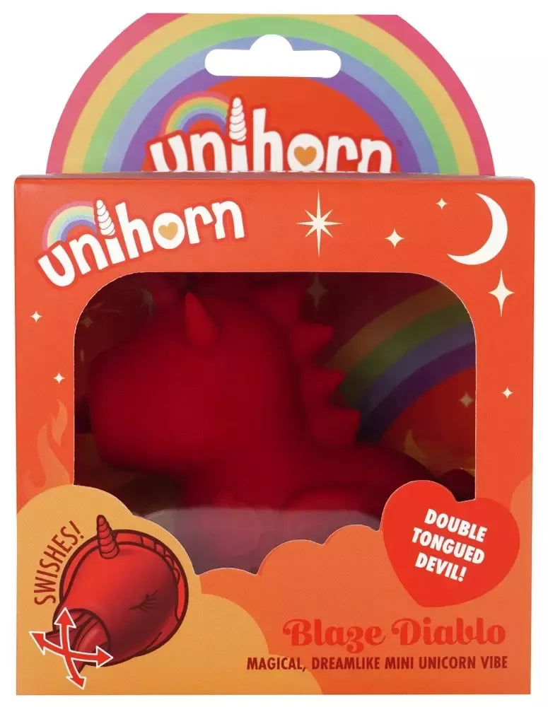 Unihorn Blaze Diablo liežuvio judesių silikoninis intymus prietaisas 9 cm raudonas