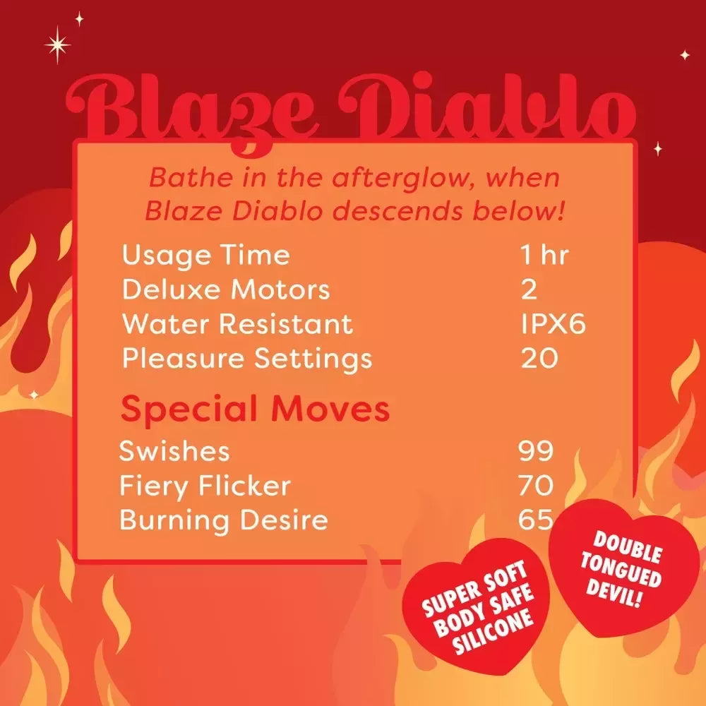 Unihorn Blaze Diablo liežuvio judesių silikoninis intymus prietaisas 9 cm raudonas