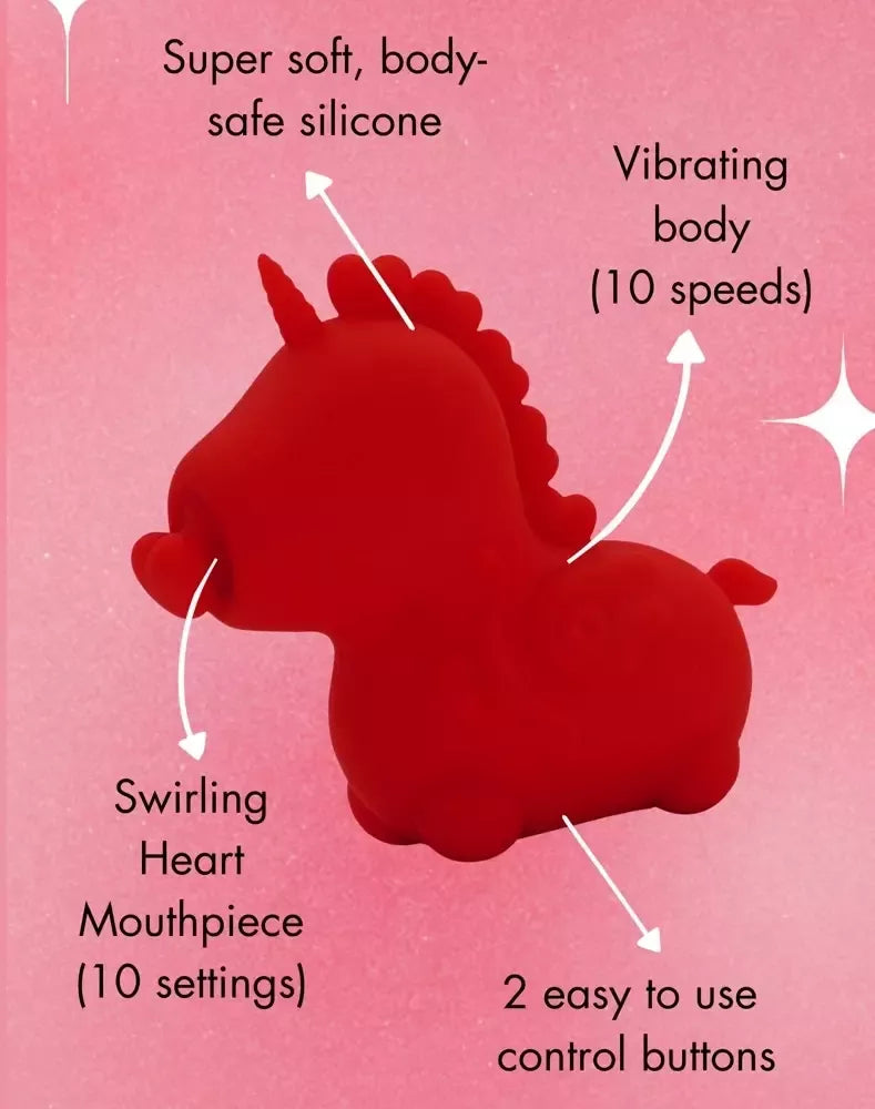 Unihorn Cupids Beau širdelės formos liežuvėlio vibratorius, rožinis, 9 cm