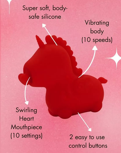 Unihorn Cupids Beau širdelės formos liežuvėlio vibratorius, rožinis, 9 cm