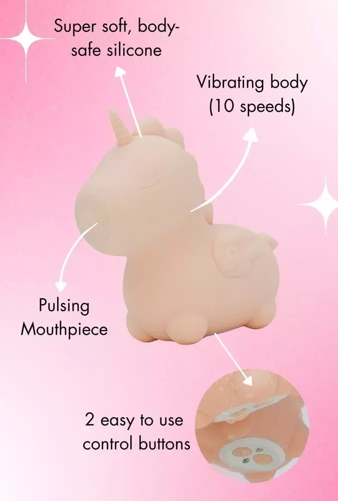 Unihorn Heart Throb intymus dviejų variklių silikoninis prietaisas, rožinis, 9 cm