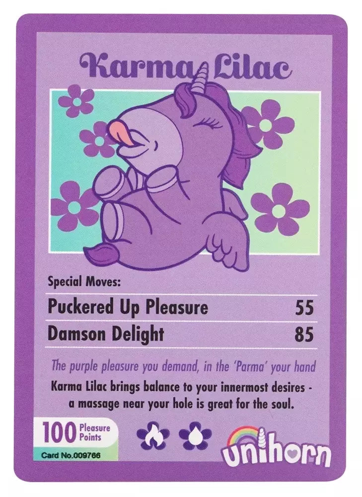 Unihorn Karma Lilac intymus masažuoklis, silikoninis, su dviem varikliais, įkraunamas