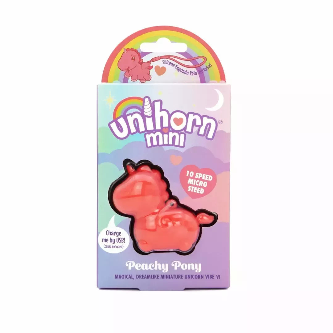 Unihorn Mini Peachy Pony – kompaktiškas kelių režimų asmeninis masažuoklis, rausvas