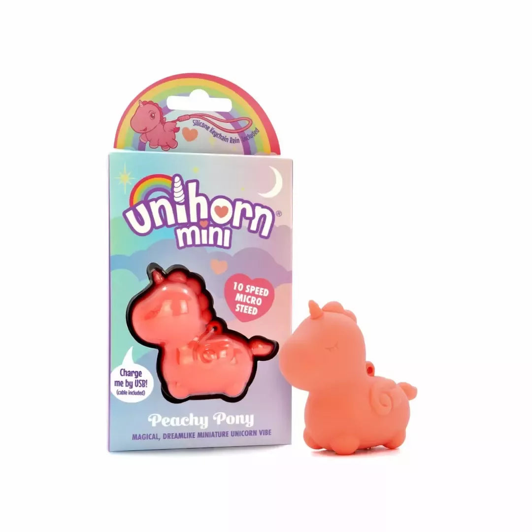 Unihorn Mini Peachy Pony – kompaktiškas kelių režimų asmeninis masažuoklis, rausvas