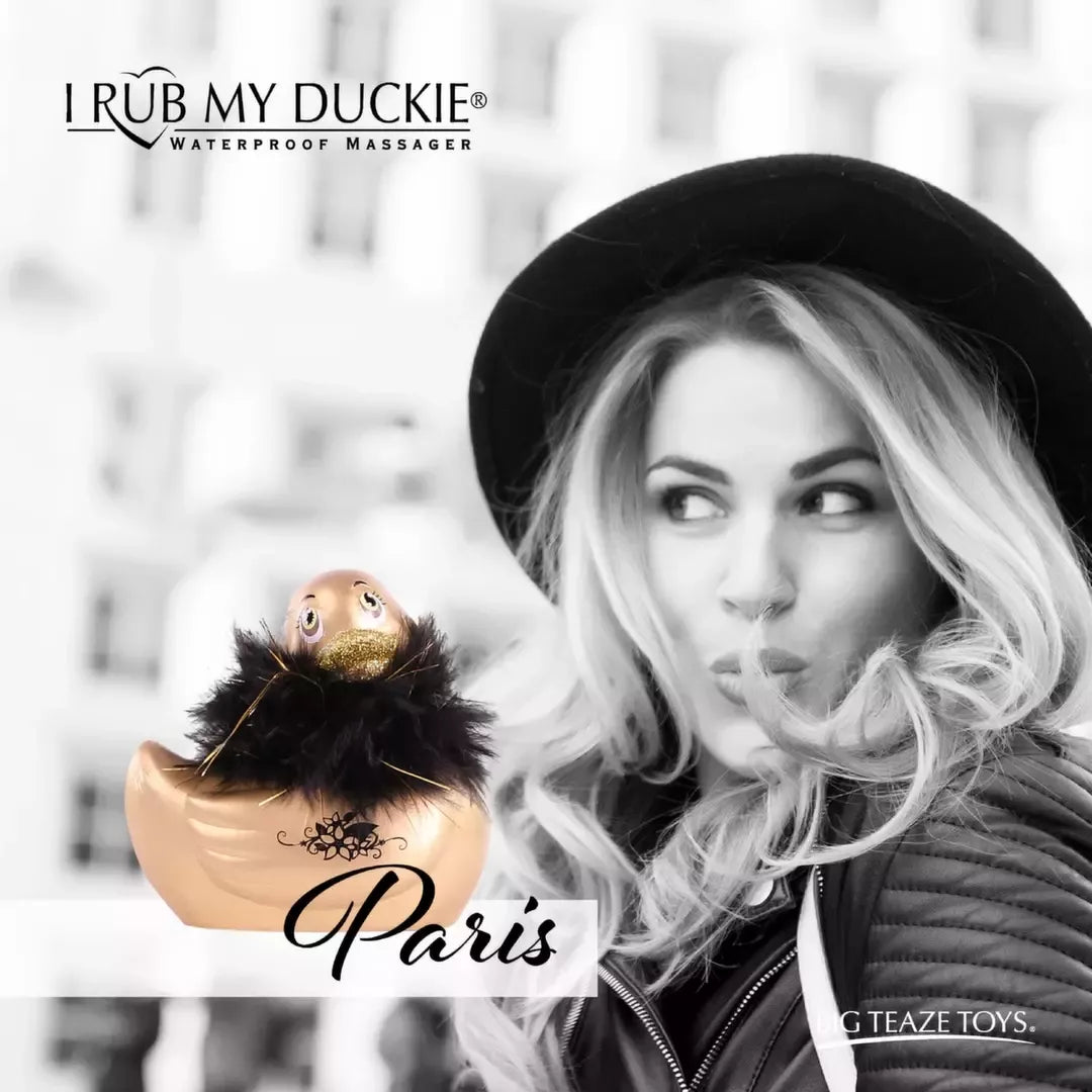 Vandeniui atsparus masažuoklis Big Teaze Toys I Rub My Duckie 2.0 Paris Gold