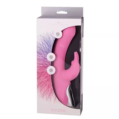 Vibe Therapy Tri Rabbit Pink intymus masažuoklis, silikoninis, 21 cm