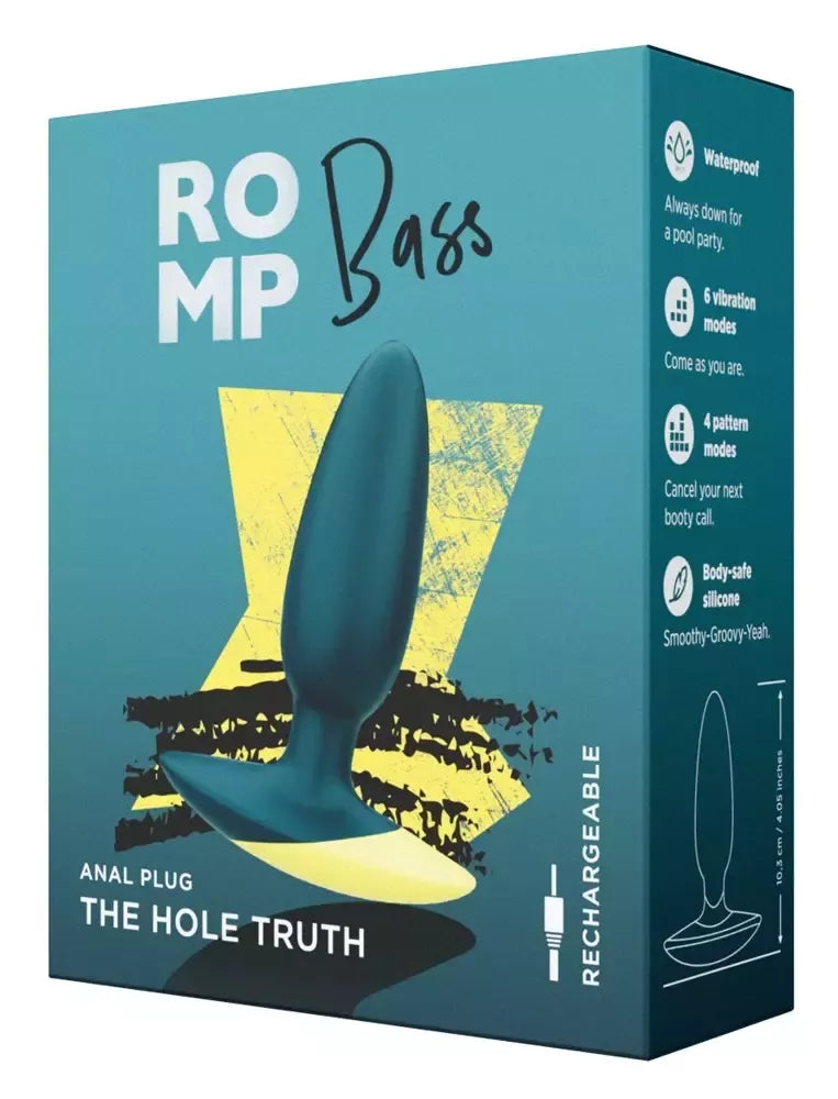 Vibruojantis analinis kaištis ROMP Bass, silikoninis, 10 režimų, įkraunamas, juodas