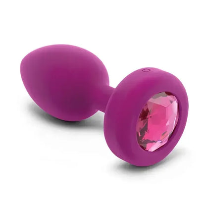 Vibruojantis analinis kištukas b-Vibe Jewel Plug S/M, Pink Ruby silikoninis, 15 režimų, USB
