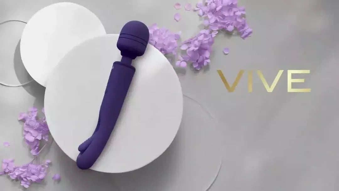VIVE Kiku dvipusis masažuoklis su plakimo stimuliatoriumi, violetinis, silikoninis