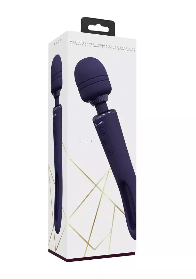 VIVE Kiku dvipusis masažuoklis su plakimo stimuliatoriumi, violetinis, silikoninis