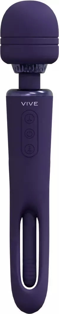 VIVE Kiku dvipusis masažuoklis su plakimo stimuliatoriumi, violetinis, silikoninis