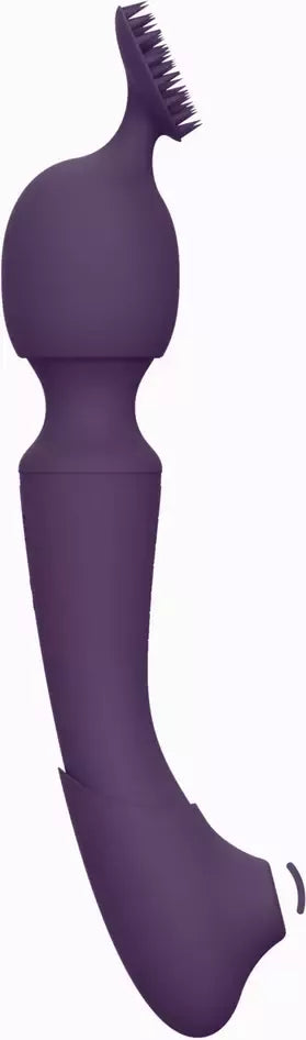 VIVE Nami Pulse Wave Dual Motor Wand violetinis masažuoklis su 4 purkštukų komplektu