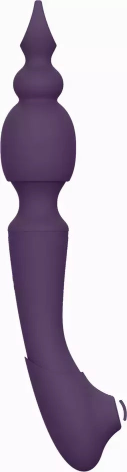VIVE Nami Pulse Wave Dual Motor Wand violetinis masažuoklis su 4 purkštukų komplektu