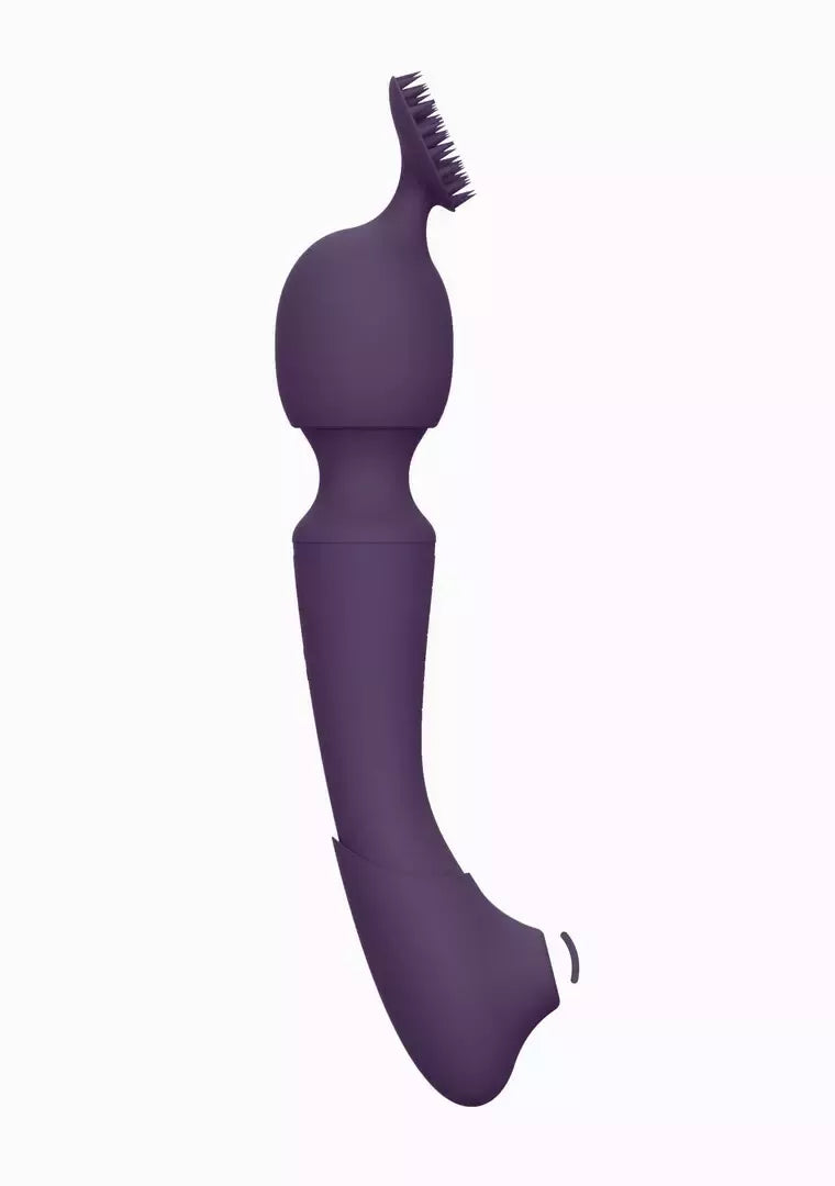 VIVE Nami Pulse Wave Dual Motor Wand violetinis masažuoklis su 4 purkštukų komplektu