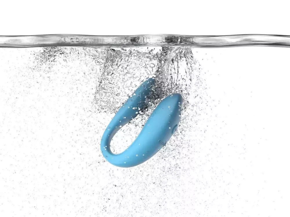 We-Vibe Sync Go Turquoise dvigubas vibratorius poroms, valdomas programėle, 7,7 cm