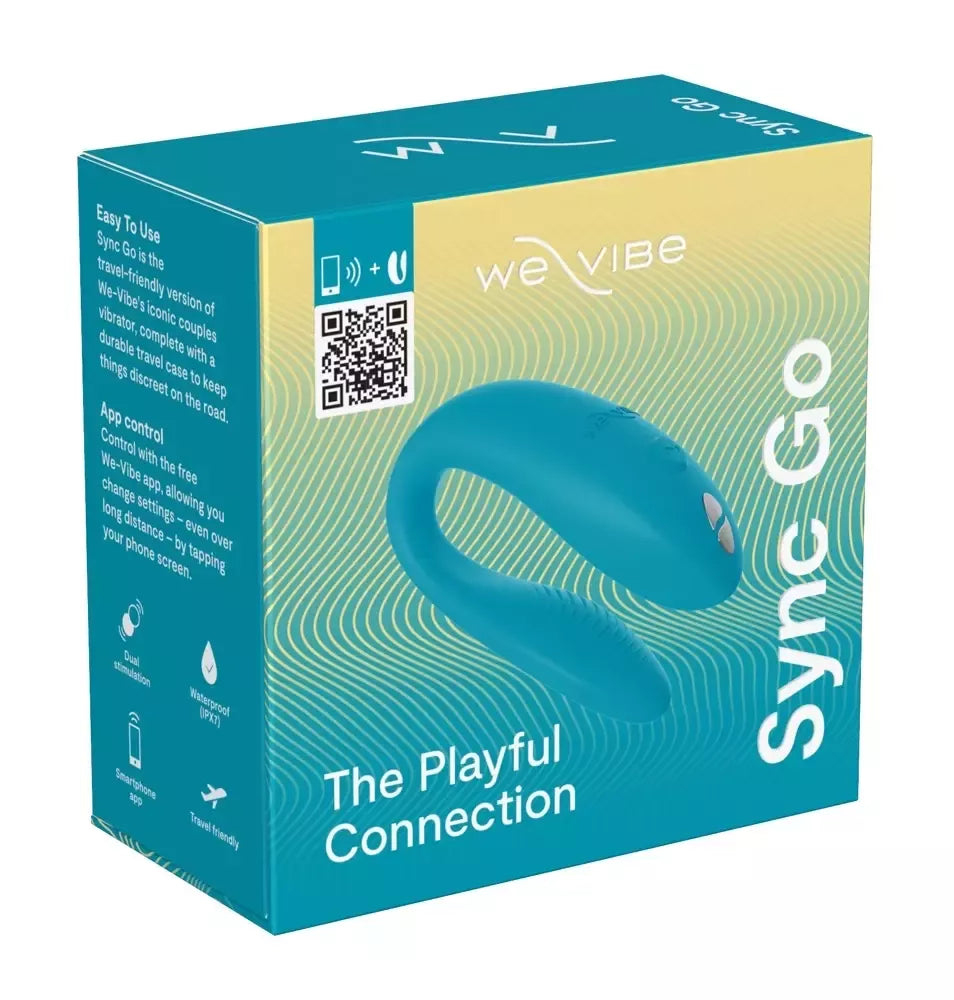 We-Vibe Sync Go Turquoise dvigubas vibratorius poroms, valdomas programėle, 7,7 cm