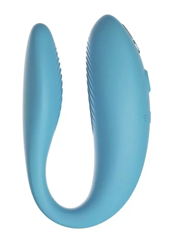 We-Vibe Sync Go Turquoise dvigubas vibratorius poroms, valdomas programėle, 7,7 cm