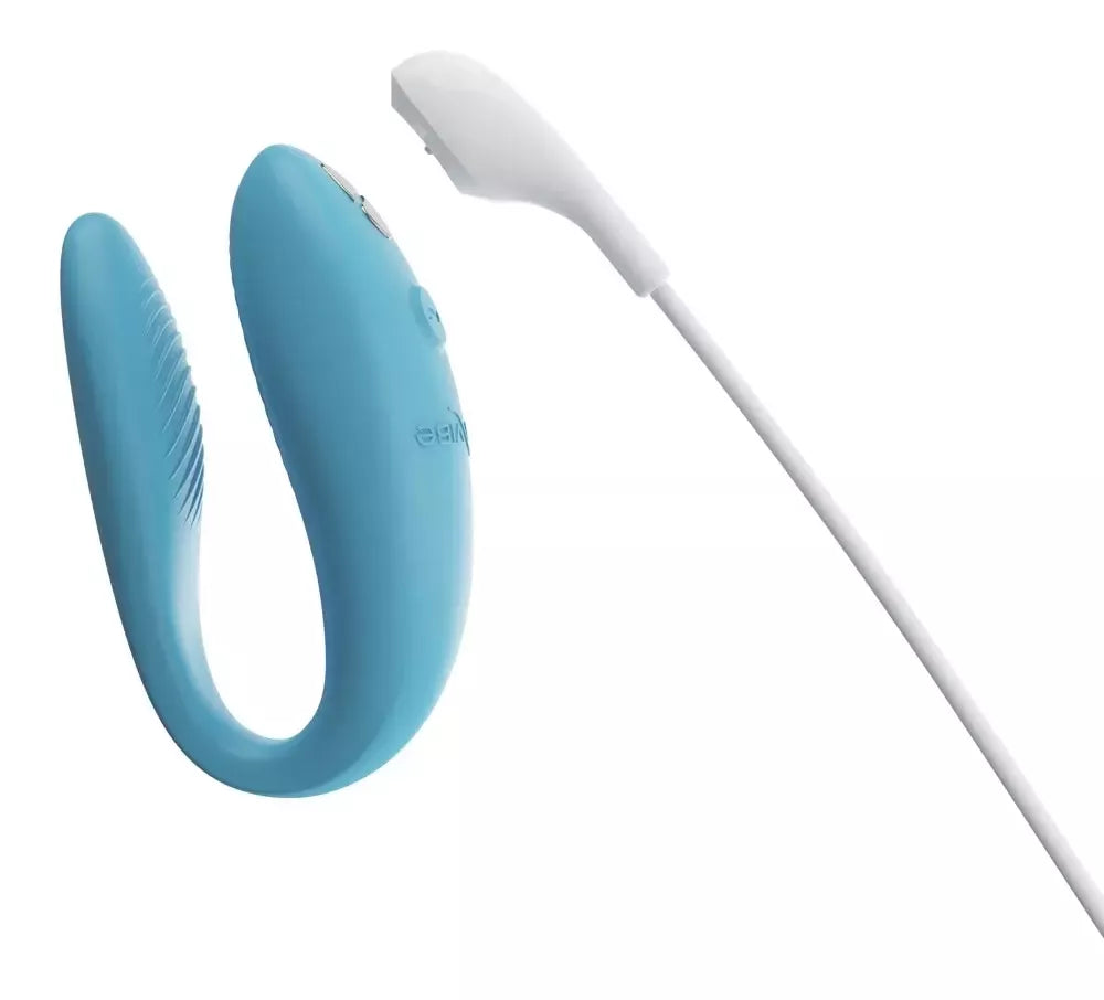 We-Vibe Sync Go Turquoise dvigubas vibratorius poroms, valdomas programėle, 7,7 cm
