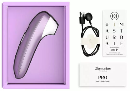 Womanizer Pro Lilac – kompaktiškas oro impulsų stimuliatorius, 11 intensyvumo lygių, atsparus vandeniui
