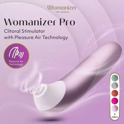 Womanizer Pro Lilac – kompaktiškas oro impulsų stimuliatorius, 11 intensyvumo lygių, atsparus vandeniui